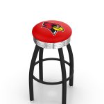 Illinois State University 25-Inch Swivel Backless Counter Stool w/ Black Wrinkle Finish, Single-Ring Base, 2.75-Inch Chrome Ribbed Ring, 2.5-Inch Cushion Seat 3 Illinois State University 25-Inch Swivel Backless Counter Stool w/ Black Wrinkle Finish, Single-Ring Base, 2.75-Inch Chrome Ribbed Ring, 2.5-Inch Cushion Seat