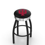 Indiana University 25-Inch Swivel Backless Counter Stool w/ Black Wrinkle Finish, Single-Ring Base, 2.75-Inch Chrome Ribbed Ring, 2.5-Inch Cushion Seat 3 Indiana University 25-Inch Swivel Backless Counter Stool w/ Black Wrinkle Finish, Single-Ring Base, 2.75-Inch Chrome Ribbed Ring, 2.5-Inch Cushion Seat
