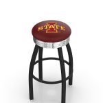 Iowa State University 25-Inch Swivel Backless Counter Stool w/ Black Wrinkle Finish, Single-Ring Base, 2.75-Inch Chrome Ribbed Ring, 2.5-Inch Cushion Seat 3 Iowa State University 25-Inch Swivel Backless Counter Stool w/ Black Wrinkle Finish, Single-Ring Base, 2.75-Inch Chrome Ribbed Ring, 2.5-Inch Cushion Seat