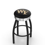 Wake Forest University 25-Inch Swivel Backless Counter Stool w/ Black Wrinkle Finish, Single-Ring Base, 2.75-Inch Chrome Ribbed Ring, 2.5-Inch Cushion Seat 3 Wake Forest University 25-Inch Swivel Backless Counter Stool w/ Black Wrinkle Finish, Single-Ring Base, 2.75-Inch Chrome Ribbed Ring, 2.5-Inch Cushion Seat