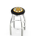 Boston Bruins 36-Inch Swivel Backless Extra Tall Bar Stool w/ Chrome Finish, Single-Ring Base, 2-Inch Chrome Ring, 2.5-Inch Cushion Seat 4 Boston Bruins 36-Inch Swivel Backless Extra Tall Bar Stool w/ Chrome Finish, Single-Ring Base, 2-Inch Chrome Ring, 2.5-Inch Cushion Seat