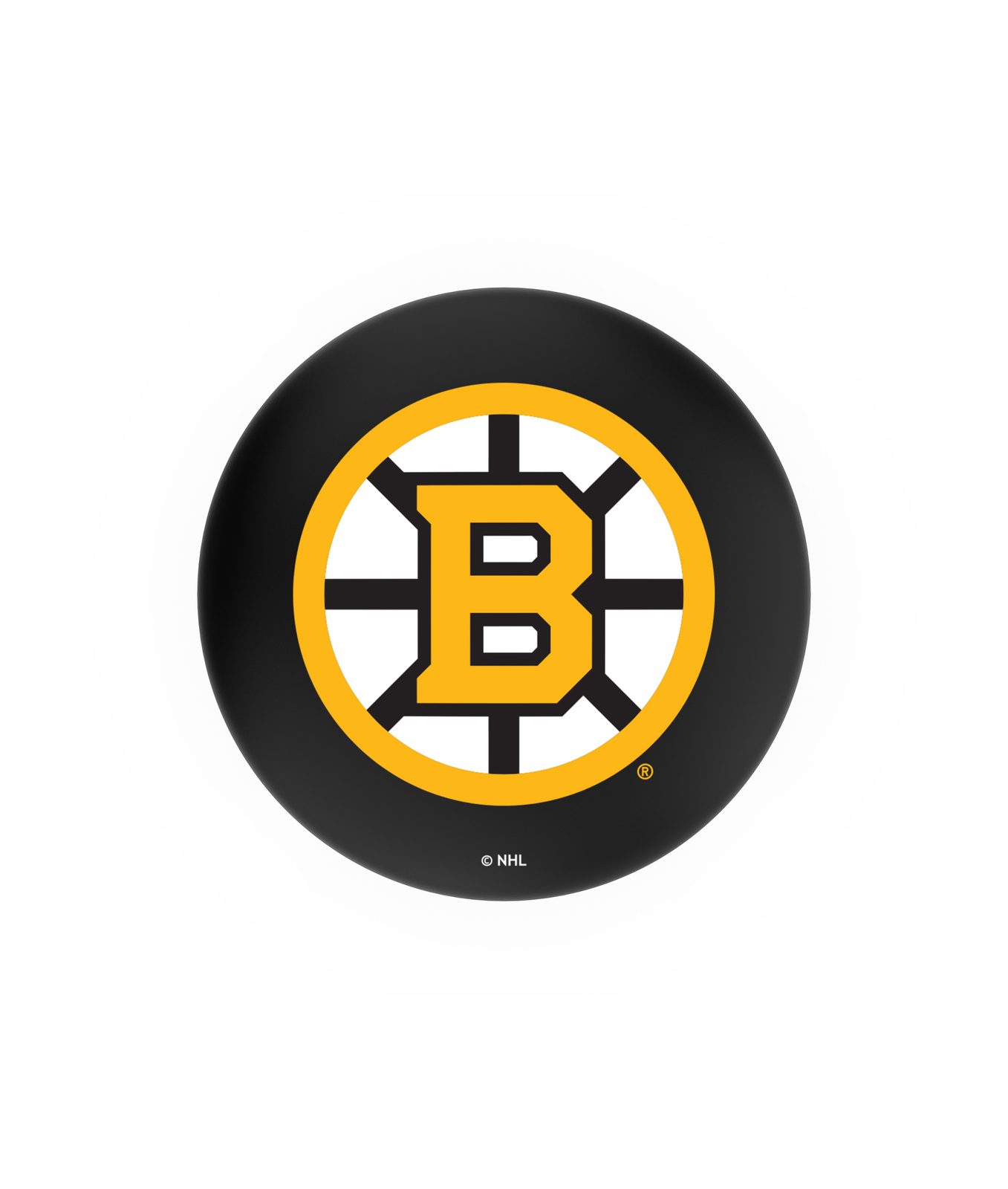 Boston Bruins 36-Inch Swivel Backless Extra Tall Bar Stool w/ Chrome Finish, Single-Ring Base, 2-Inch Chrome Ring, 2.5-Inch Cushion Seat 2 Boston Bruins 36-Inch Swivel Backless Extra Tall Bar Stool w/ Chrome Finish, Single-Ring Base, 2-Inch Chrome Ring, 2.5-Inch Cushion Seat - Image 2