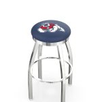 Fresno State University 36-Inch Swivel Backless Extra Tall Bar Stool w/ Chrome Finish, Single-Ring Base, 2-Inch Chrome Ring, 2.5-Inch Cushion Seat