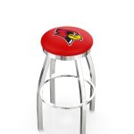 Illinois State University 36-Inch Swivel Backless Extra Tall Bar Stool w/ Chrome Finish, Single-Ring Base, 2-Inch Chrome Ring, 2.5-Inch Cushion Seat