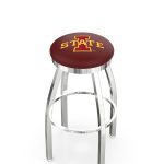 Iowa State University 36-Inch Swivel Backless Extra Tall Bar Stool w/ Chrome Finish, Single-Ring Base, 2-Inch Chrome Ring, 2.5-Inch Cushion Seat 3 Iowa State University 36-Inch Swivel Backless Extra Tall Bar Stool w/ Chrome Finish, Single-Ring Base, 2-Inch Chrome Ring, 2.5-Inch Cushion Seat