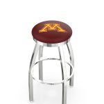 University of Minnesota 36-Inch Swivel Backless Extra Tall Bar Stool w/ Chrome Finish, Single-Ring Base, 2-Inch Chrome Ring, 2.5-Inch Cushion Seat