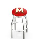 University of Maryland 36-Inch Swivel Backless Extra Tall Bar Stool w/ Chrome Finish, Single-Ring Base, 2-Inch Chrome Ring, 2.5-Inch Cushion Seat
