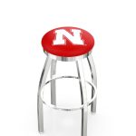 University of Nebraska 36-Inch Swivel Backless Extra Tall Bar Stool w/ Chrome Finish, Single-Ring Base, 2-Inch Chrome Ring, 2.5-Inch Cushion Seat 3 University of Nebraska 36-Inch Swivel Backless Extra Tall Bar Stool w/ Chrome Finish, Single-Ring Base, 2-Inch Chrome Ring, 2.5-Inch Cushion Seat