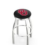 Oklahoma University 36-Inch Swivel Backless Extra Tall Bar Stool w/ Chrome Finish, Single-Ring Base, 2-Inch Chrome Ring, 2.5-Inch Cushion Seat 3 Oklahoma University 36-Inch Swivel Backless Extra Tall Bar Stool w/ Chrome Finish, Single-Ring Base, 2-Inch Chrome Ring, 2.5-Inch Cushion Seat