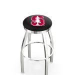 Stanford University 36-Inch Swivel Backless Extra Tall Bar Stool w/ Chrome Finish, Single-Ring Base, 2-Inch Chrome Ring, 2.5-Inch Cushion Seat