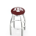 Texas A&M 36-Inch Swivel Backless Extra Tall Bar Stool w/ Chrome Finish, Single-Ring Base, 2-Inch Chrome Ring, 2.5-Inch Cushion Seat 3 Texas A&M 36-Inch Swivel Backless Extra Tall Bar Stool w/ Chrome Finish, Single-Ring Base, 2-Inch Chrome Ring, 2.5-Inch Cushion Seat