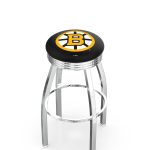 Boston Bruins 30-Inch Swivel Backless Bar Stool w/ Chrome Finish, Single-Ring Base, 2.75-Inch Chrome Ribbed Ring, 2.5-Inch Cushion Seat 4 Boston Bruins 30-Inch Swivel Backless Bar Stool w/ Chrome Finish, Single-Ring Base, 2.75-Inch Chrome Ribbed Ring, 2.5-Inch Cushion Seat