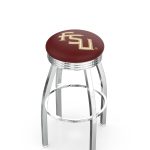 Florida State University 25-Inch Swivel Backless Counter Stool w/ Chrome Finish, Single-Ring Base, 2.75-Inch Chrome Ribbed Ring, 2.5-Inch Cushion Seat (Script Logo)