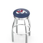 Fresno State University 25-Inch Swivel Backless Counter Stool w/ Chrome Finish, Single-Ring Base, 2.75-Inch Chrome Ribbed Ring, 2.5-Inch Cushion Seat