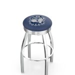 Georgetown University 30-Inch Swivel Backless Bar Stool w/ Chrome Finish, Single-Ring Base, 2.75-Inch Chrome Ribbed Ring, 2.5-Inch Cushion Seat