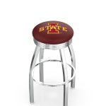 Iowa State University 25-Inch Swivel Backless Counter Stool w/ Chrome Finish, Single-Ring Base, 2.75-Inch Chrome Ribbed Ring, 2.5-Inch Cushion Seat