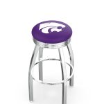 Kansas State University 25-Inch Swivel Backless Counter Stool w/ Chrome Finish, Single-Ring Base, 2.75-Inch Chrome Ribbed Ring, 2.5-Inch Cushion Seat