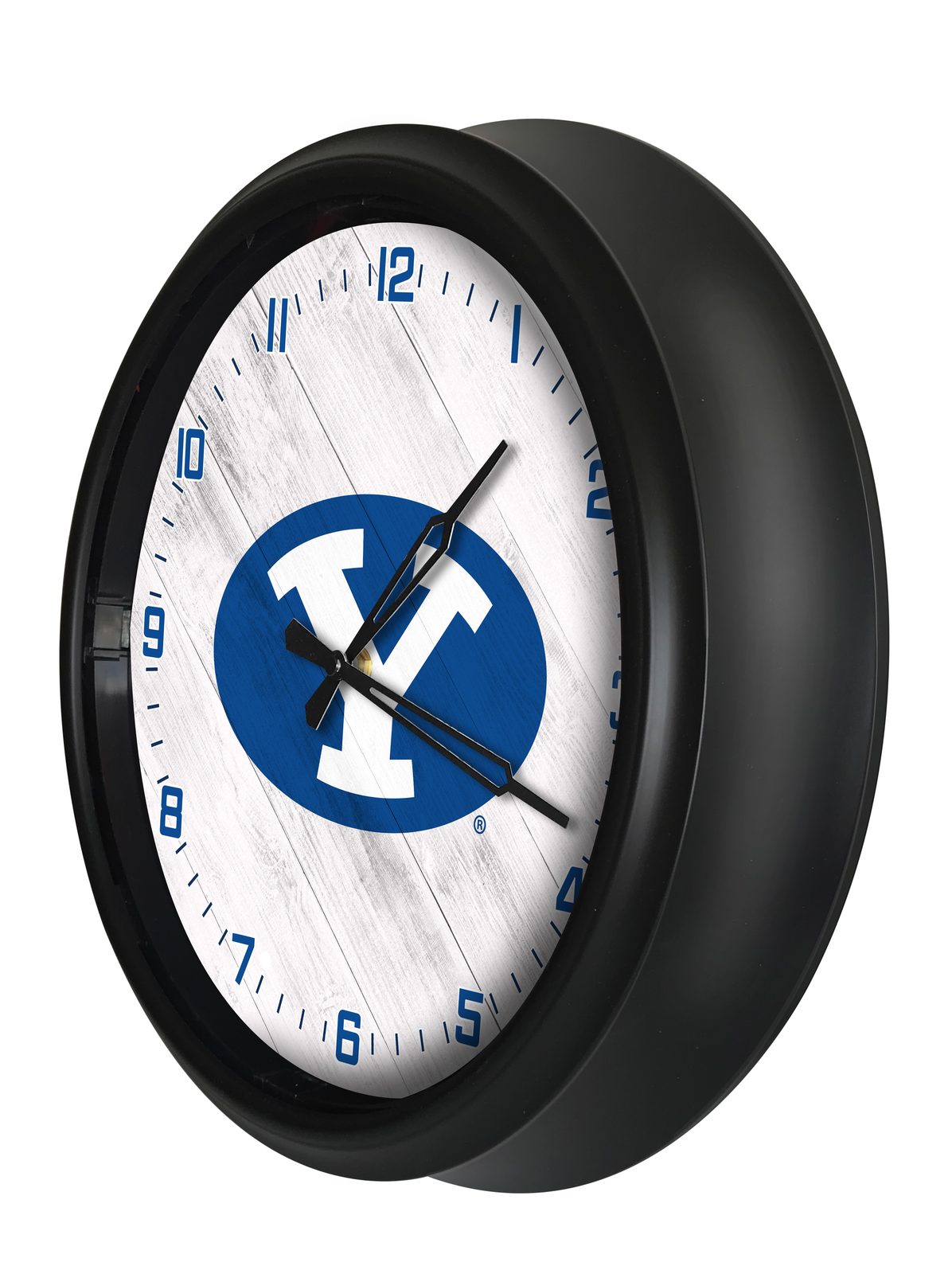 Brigham Young University 14-Inch Indoor/Outdoor LED Wall Clock in Black 2 Brigham Young University 14-Inch Indoor/Outdoor LED Wall Clock in Black - Image 2