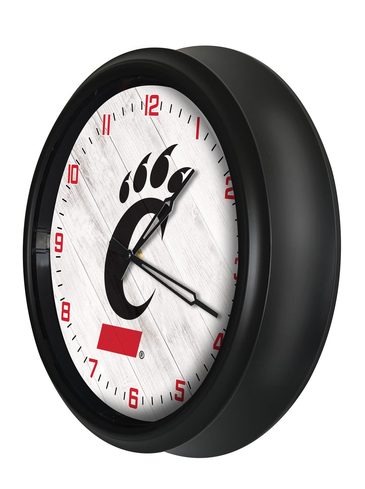 University of Cincinnati 14-Inch Indoor/Outdoor LED Wall Clock in Black 2 University of Cincinnati 14-Inch Indoor/Outdoor LED Wall Clock in Black - Image 2