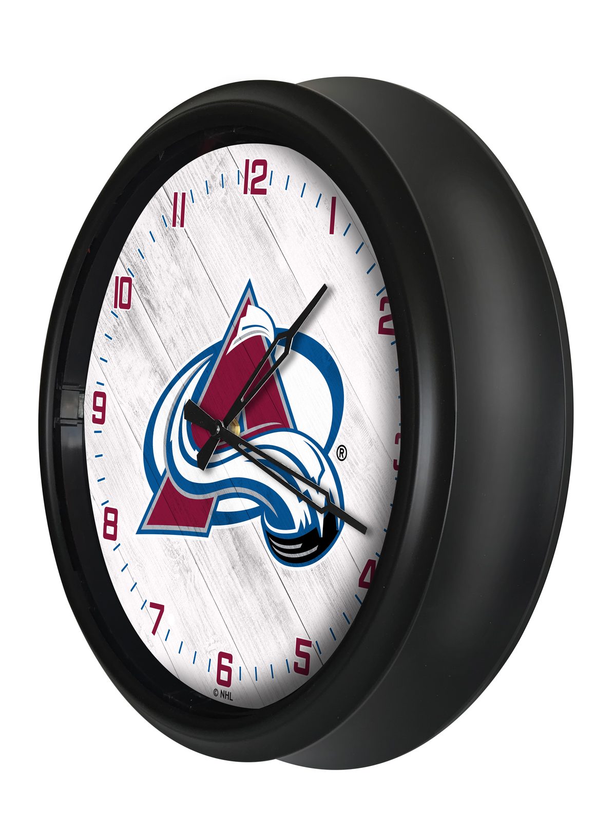 Colorado Avalanche 14-Inch Indoor/Outdoor LED Wall Clock in Black 2 Colorado Avalanche 14-Inch Indoor/Outdoor LED Wall Clock in Black - Image 2