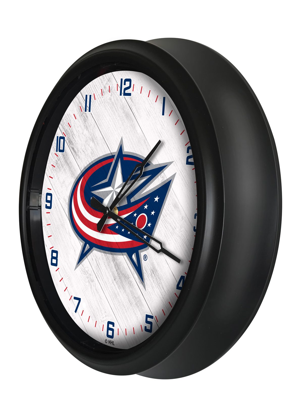Columbus Blue Jackets 14-Inch Indoor/Outdoor LED Wall Clock in Black 2 Columbus Blue Jackets 14-Inch Indoor/Outdoor LED Wall Clock in Black - Image 2