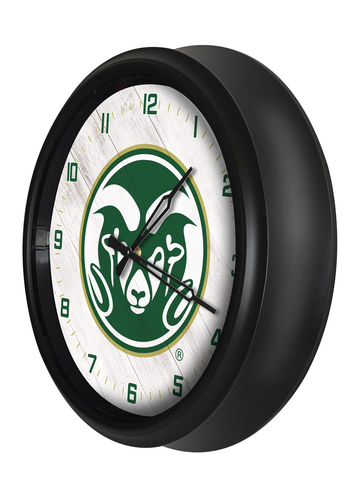 Colorado State University 14-Inch Indoor/Outdoor LED Wall Clock in Black 2 Colorado State University 14-Inch Indoor/Outdoor LED Wall Clock in Black - Image 2