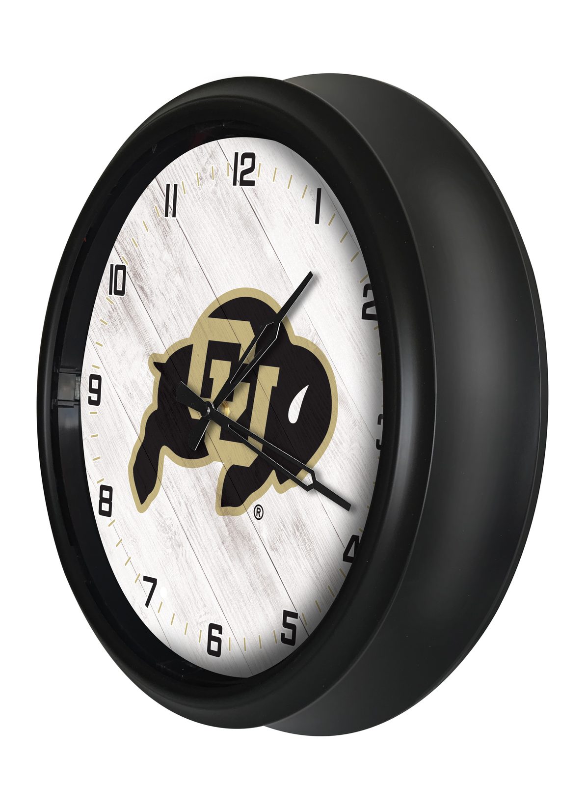 University of Colorado 14-Inch Indoor/Outdoor LED Wall Clock in Black 2 University of Colorado 14-Inch Indoor/Outdoor LED Wall Clock in Black - Image 2