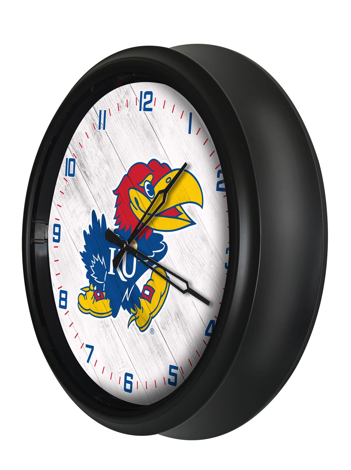 University of Kansas 14-Inch Indoor/Outdoor LED Wall Clock in Black 2 University of Kansas 14-Inch Indoor/Outdoor LED Wall Clock in Black - Image 2
