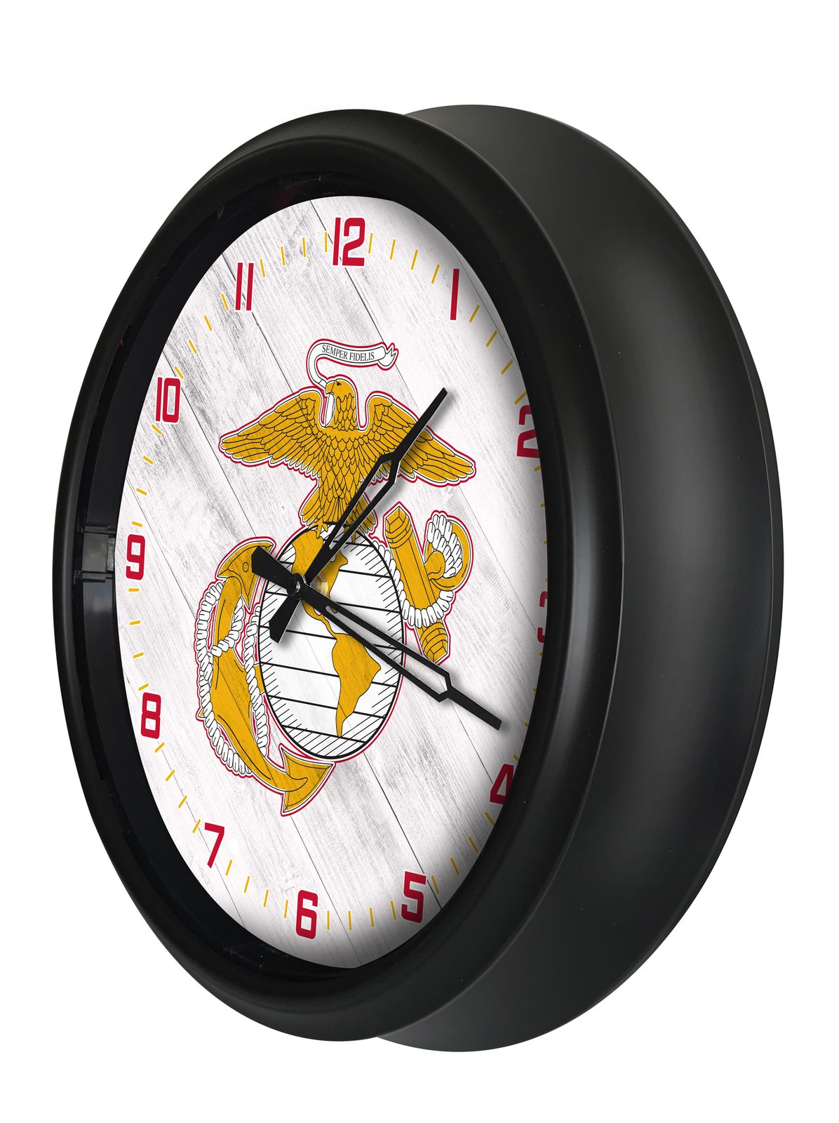 United States Marine Corps (Red/Yellow) 14-Inch Indoor/Outdoor LED Wall Clock in Black 2 United States Marine Corps (Red/Yellow) 14-Inch Indoor/Outdoor LED Wall Clock in Black - Image 2