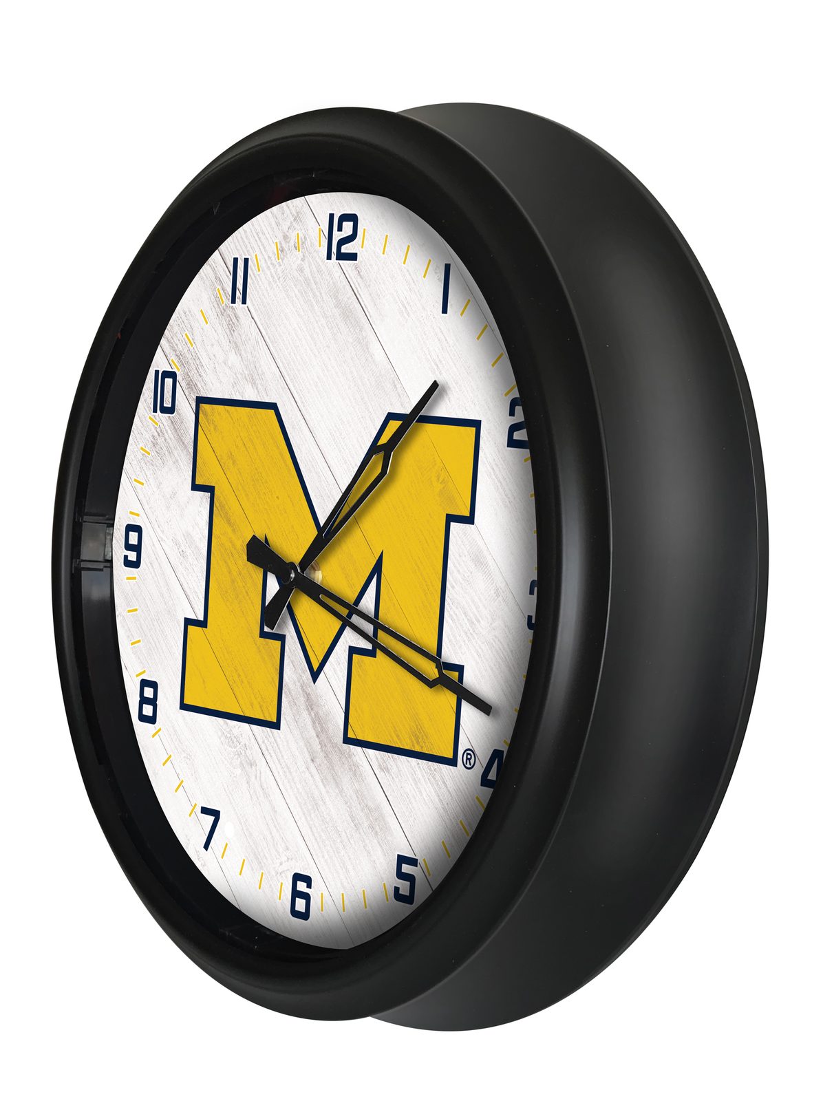 University of Michigan 14-Inch Indoor/Outdoor LED Wall Clock in Black 2 University of Michigan 14-Inch Indoor/Outdoor LED Wall Clock in Black - Image 2