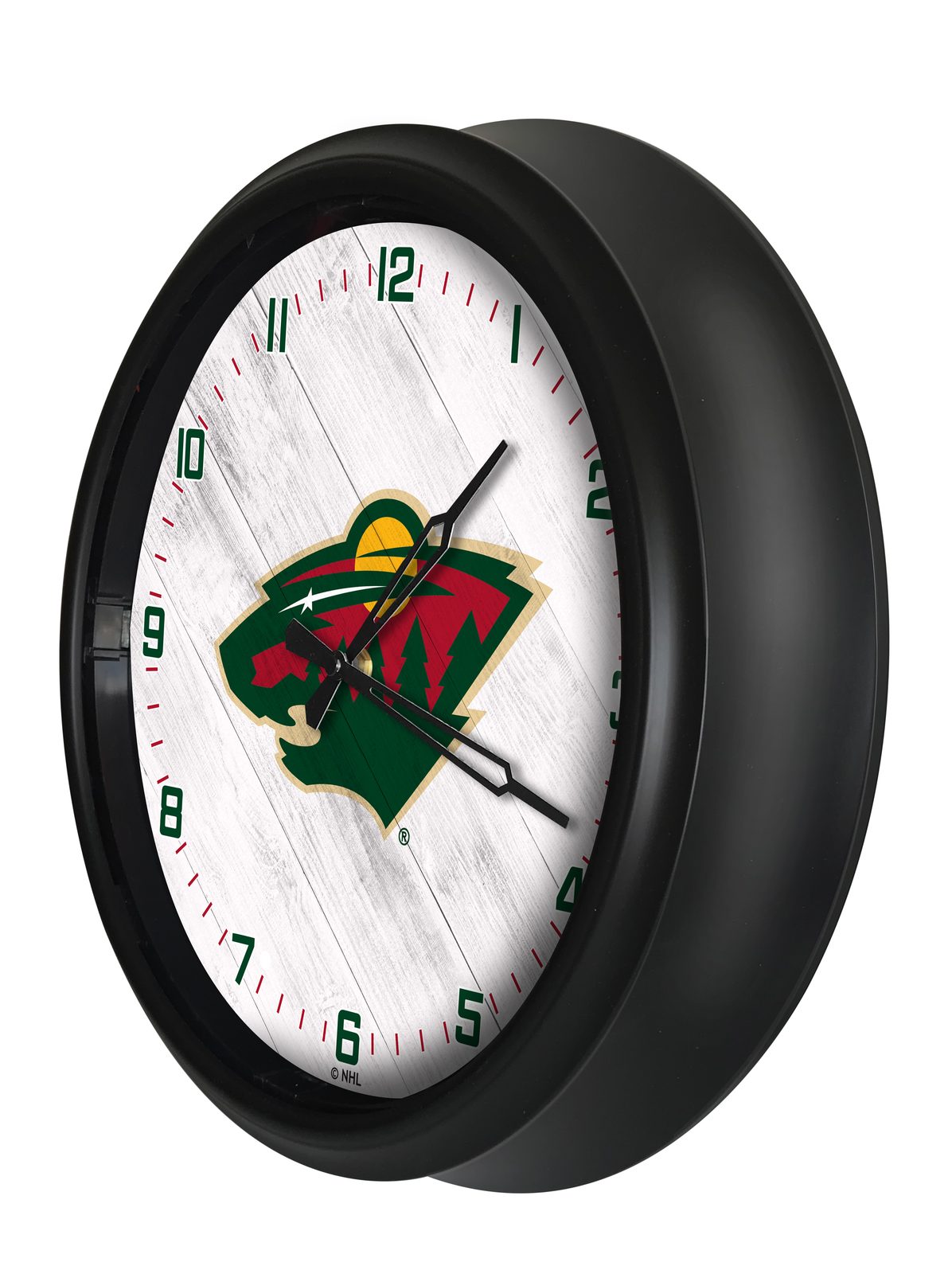 Minnesota Wild 14-Inch Indoor/Outdoor LED Wall Clock in Black 2 Minnesota Wild 14-Inch Indoor/Outdoor LED Wall Clock in Black - Image 2