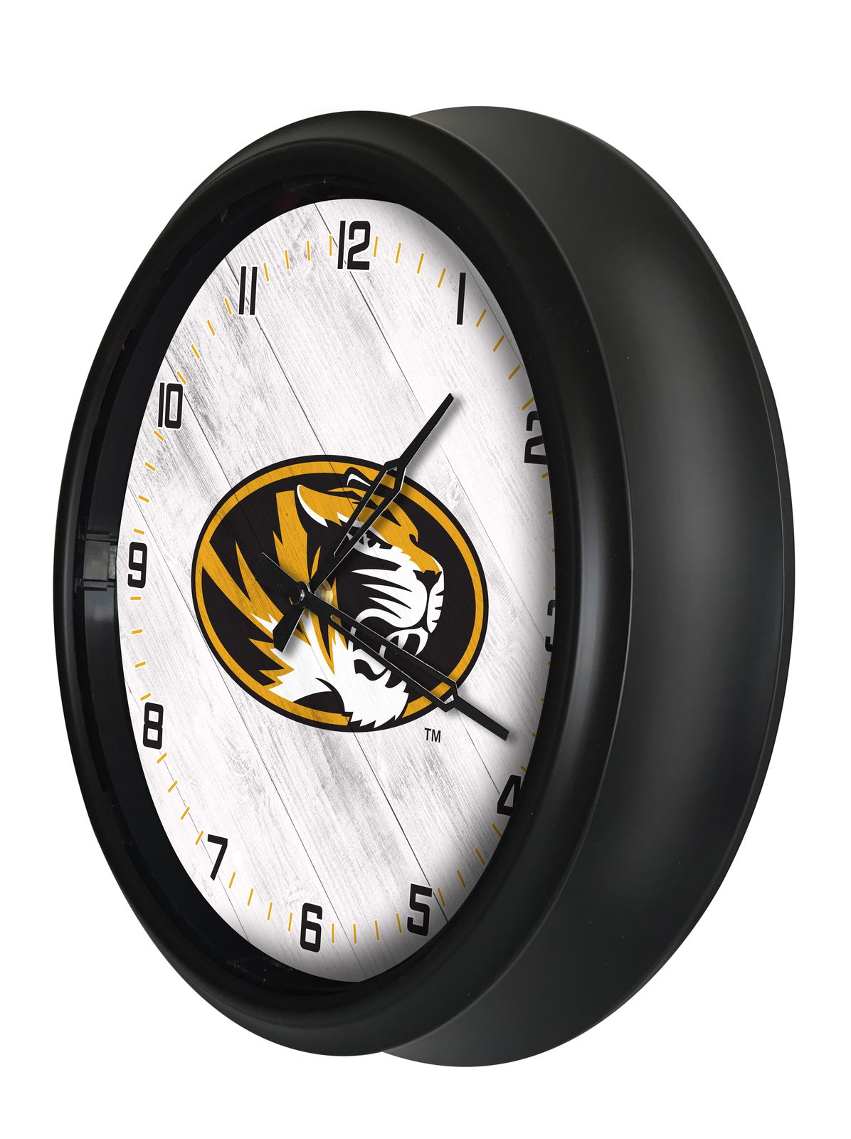 University of Missouri 14-Inch Indoor/Outdoor LED Wall Clock in Black 2 University of Missouri 14-Inch Indoor/Outdoor LED Wall Clock in Black - Image 2
