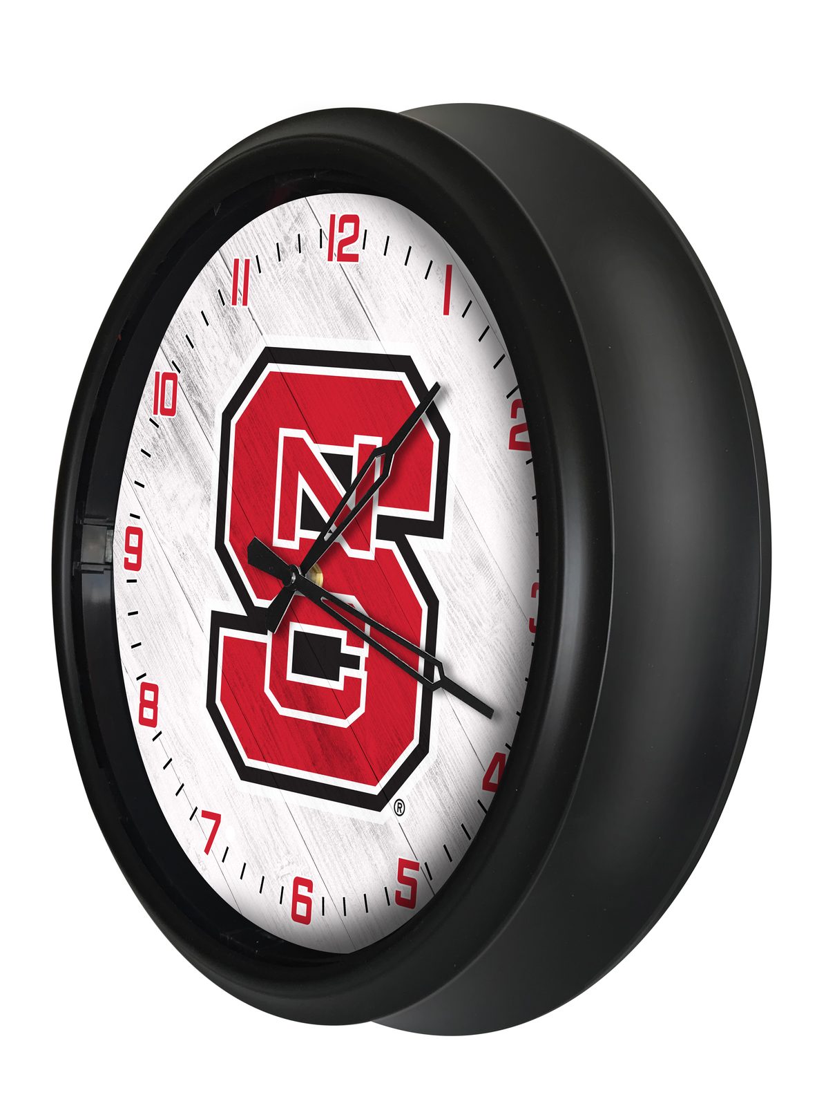 North Carolina State University 14-Inch Indoor/Outdoor LED Wall Clock in Black 2 North Carolina State University 14-Inch Indoor/Outdoor LED Wall Clock in Black - Image 2