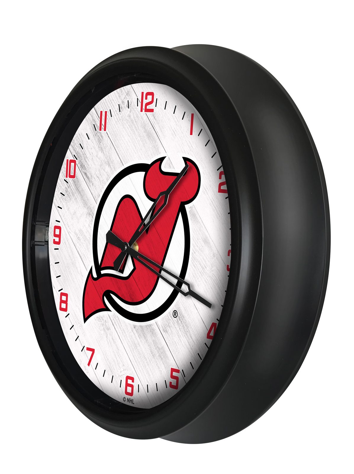 New Jersey Devils 14-Inch Indoor/Outdoor LED Wall Clock in Black 2 New Jersey Devils 14-Inch Indoor/Outdoor LED Wall Clock in Black - Image 2