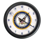 United States Navy 14-Inch Indoor/Outdoor LED Wall Clock in Black