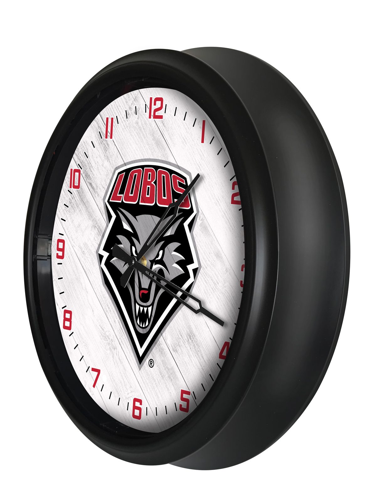 University of New Mexico 14-Inch Indoor/Outdoor LED Wall Clock in Black 2 University of New Mexico 14-Inch Indoor/Outdoor LED Wall Clock in Black - Image 2