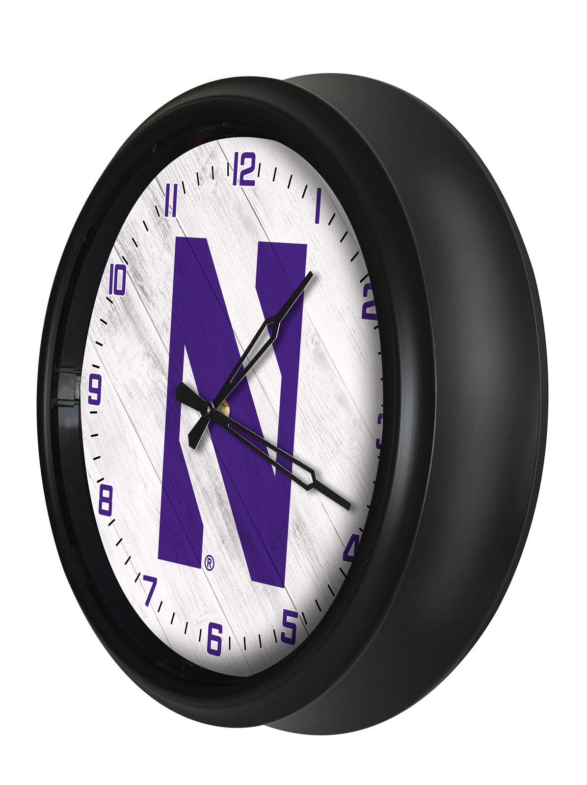 Northwestern University 14-Inch Indoor/Outdoor LED Wall Clock in Black 2 Northwestern University 14-Inch Indoor/Outdoor LED Wall Clock in Black - Image 2