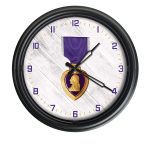 Purple Heart 14-Inch Indoor/Outdoor LED Wall Clock in Black