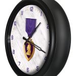 Purple Heart 14-Inch Indoor/Outdoor LED Wall Clock in Black
