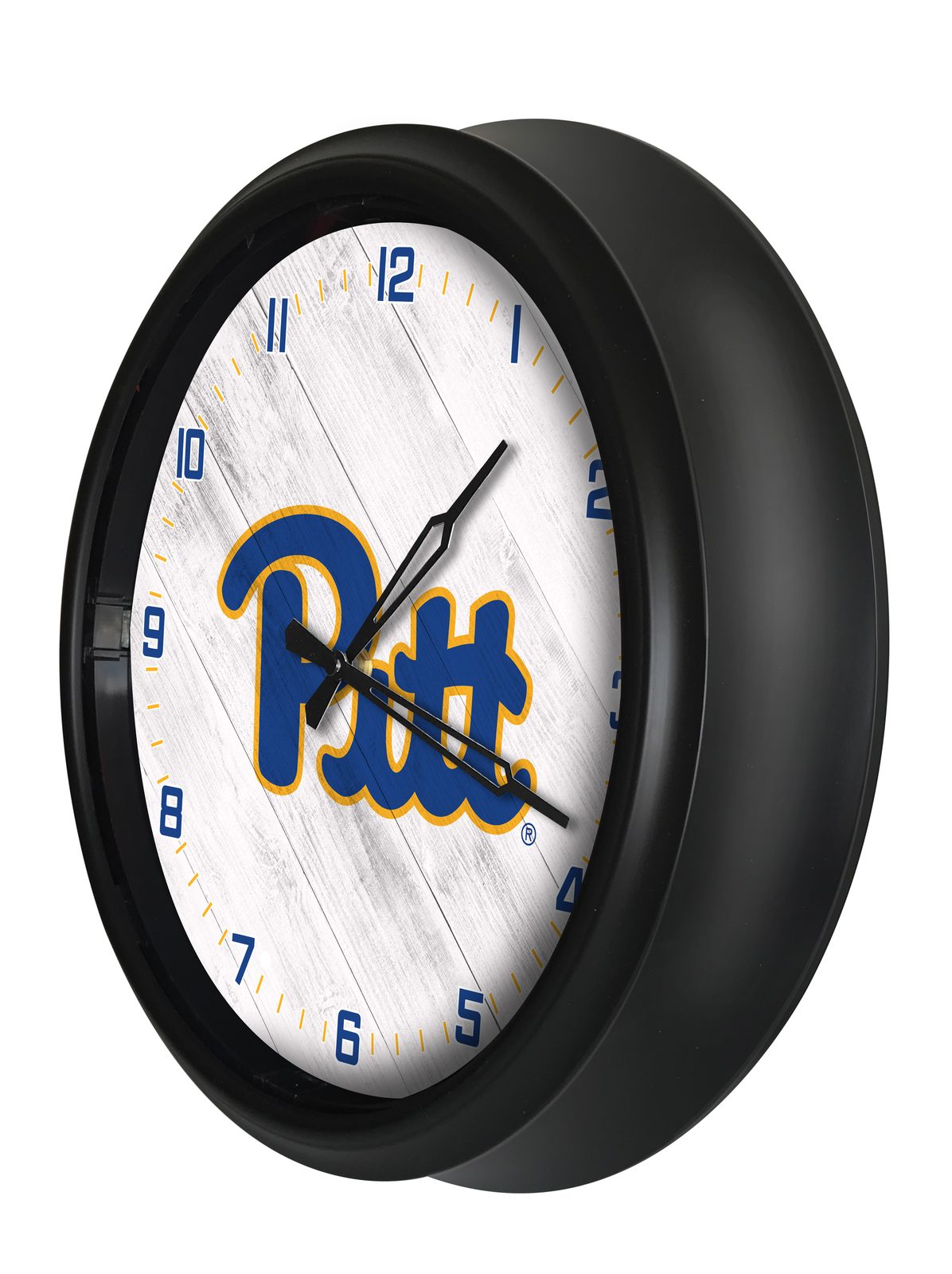 University of Pittsburgh 14-Inch Indoor/Outdoor LED Wall Clock in Black 2 University of Pittsburgh 14-Inch Indoor/Outdoor LED Wall Clock in Black - Image 2