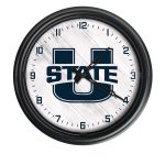 Utah State University 14-Inch Indoor/Outdoor LED Wall Clock in Black