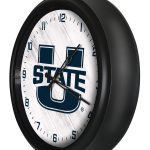 Utah State University 14-Inch Indoor/Outdoor LED Wall Clock in Black