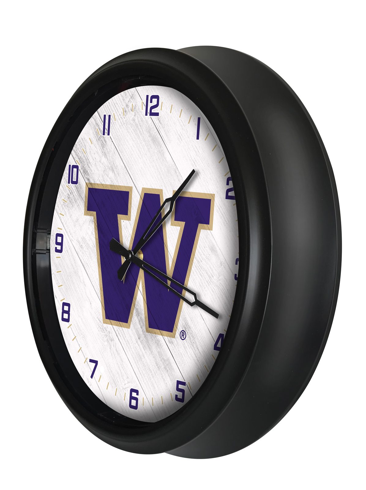 University of Washington 14-Inch Indoor/Outdoor LED Wall Clock in Black 2 University of Washington 14-Inch Indoor/Outdoor LED Wall Clock in Black - Image 2