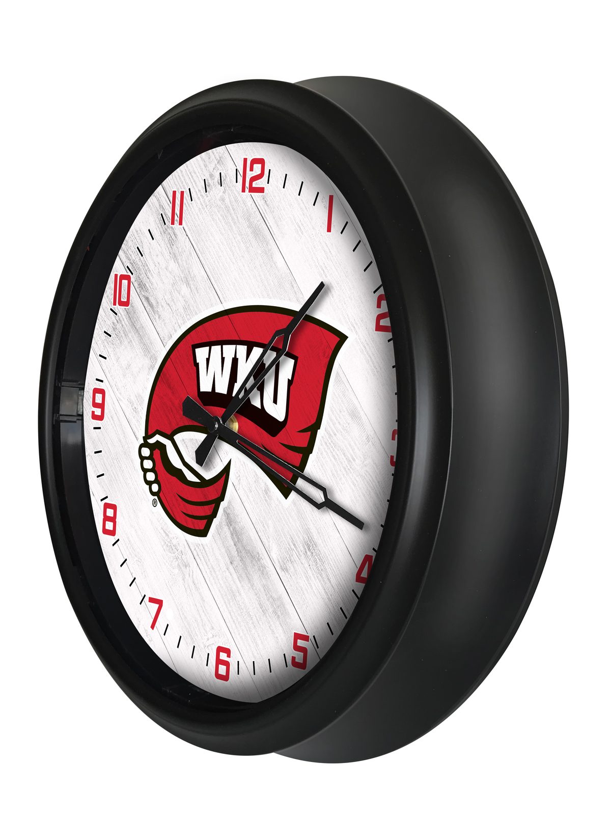 Western Kentucky University 14-Inch Indoor/Outdoor LED Wall Clock in Black 2 Western Kentucky University 14-Inch Indoor/Outdoor LED Wall Clock in Black - Image 2