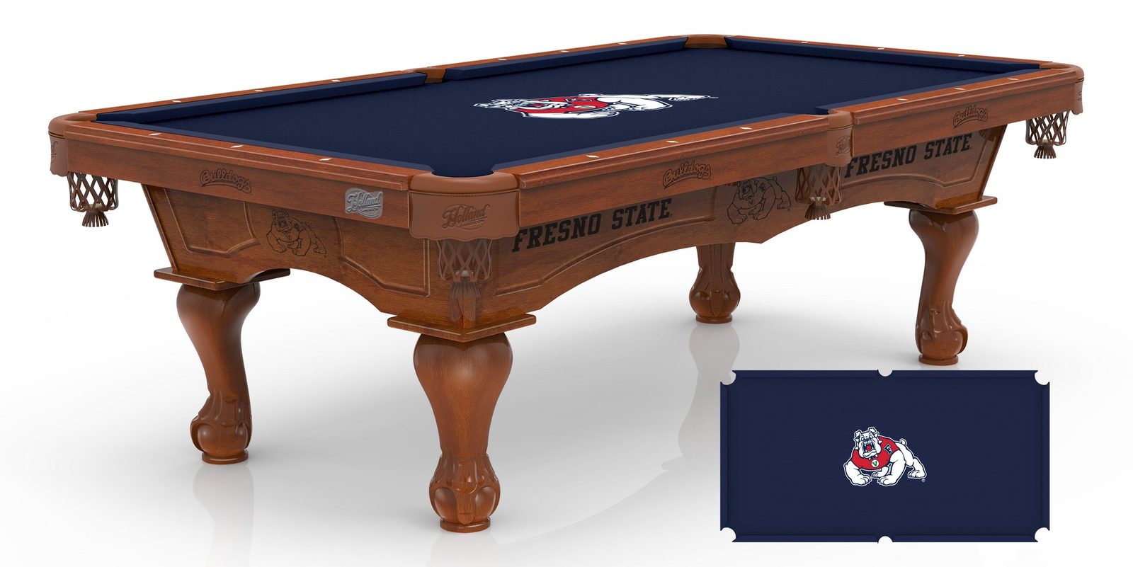 Fresno State University Pool Table with Chardonnay Finish and Claw Leg 1 Fresno State University Pool Table with Chardonnay Finish and Claw Leg