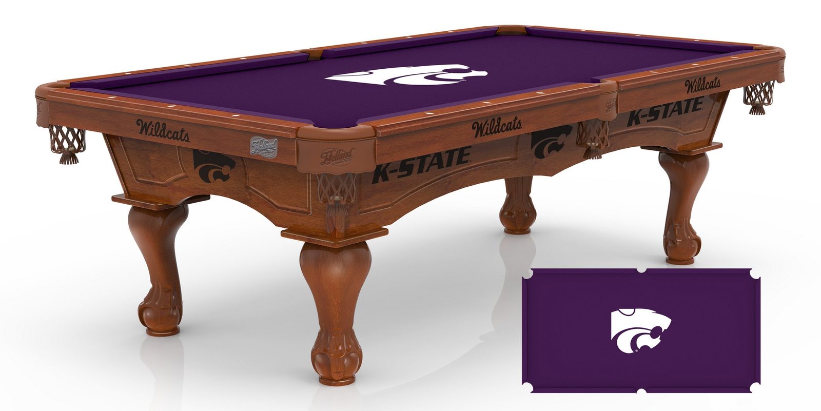 Kansas State University Pool Table with Chardonnay Finish and Claw Leg 1 Kansas State University Pool Table with Chardonnay Finish and Claw Leg