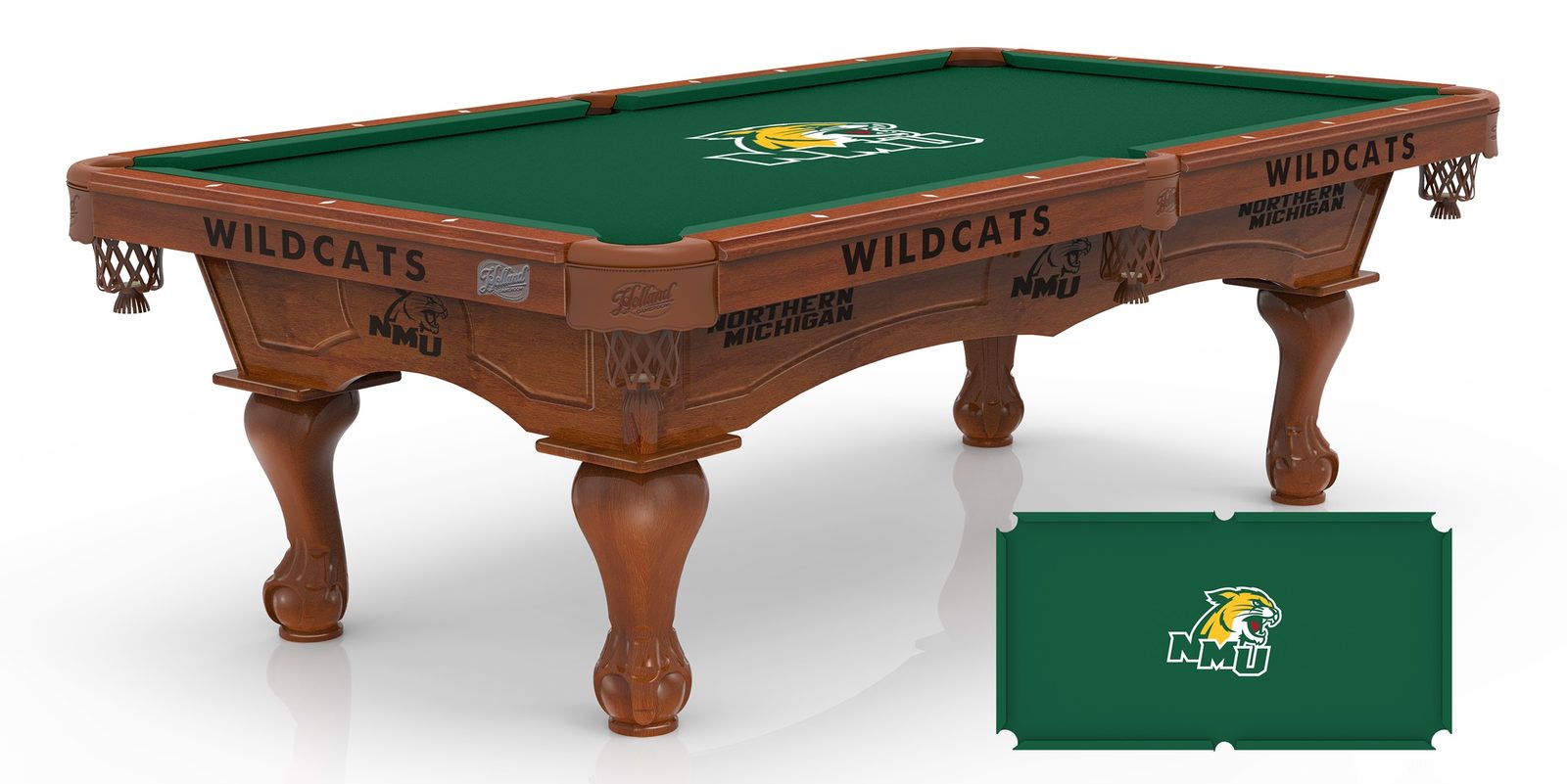 Northern Michigan University Pool Table with Chardonnay Finish and Claw Leg 1 Northern Michigan University Pool Table with Chardonnay Finish and Claw Leg