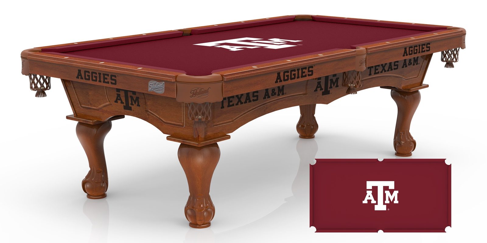 Texas A&M Pool Table with Chardonnay Finish and Claw Leg 1 Texas A&M Pool Table with Chardonnay Finish and Claw Leg