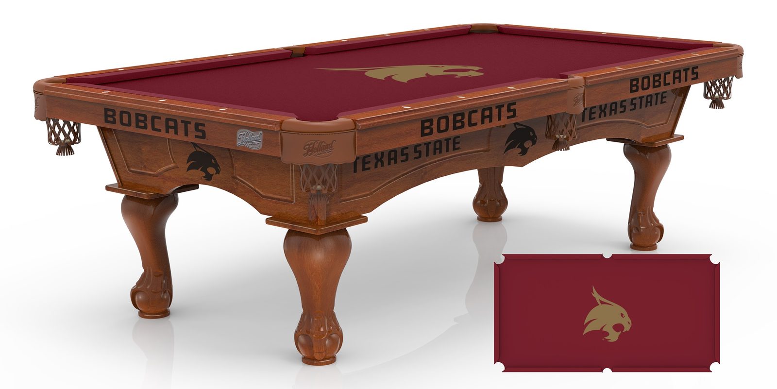 Texas State University Pool Table with Chardonnay Finish and Claw Leg 1 Texas State University Pool Table with Chardonnay Finish and Claw Leg