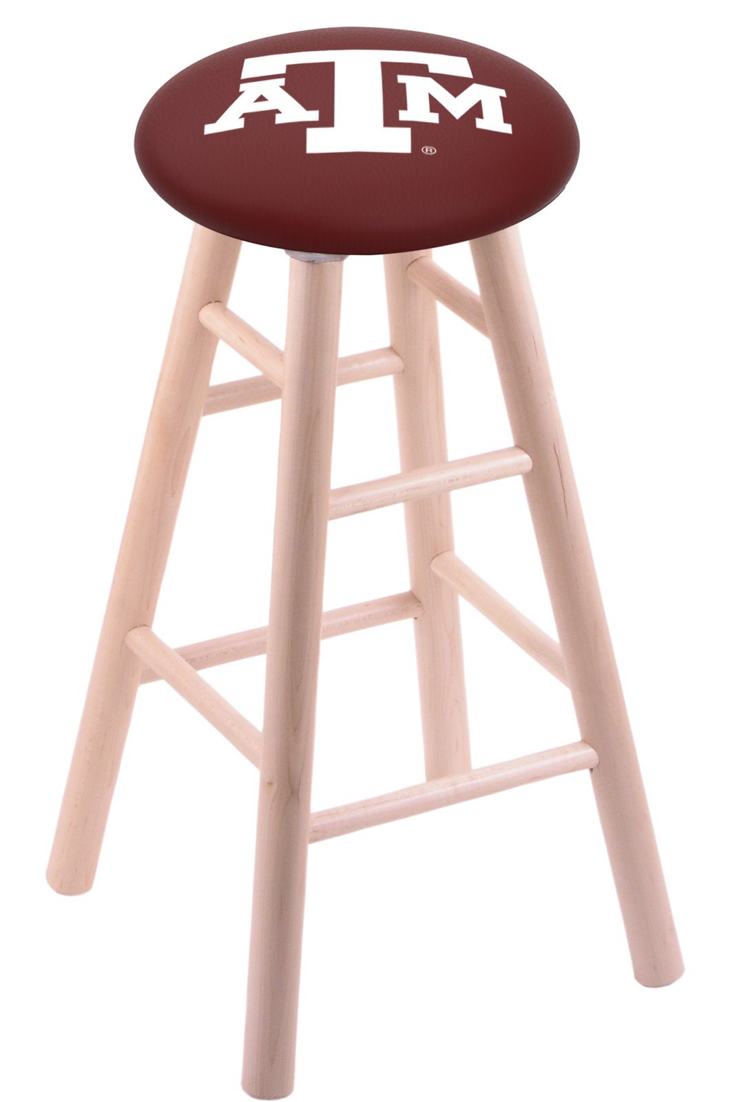 Texas A&M 30" Swivel Maple Bar Stool in Natural Finish 1 Texas A&M 30" Swivel Maple Bar Stool in Natural Finish